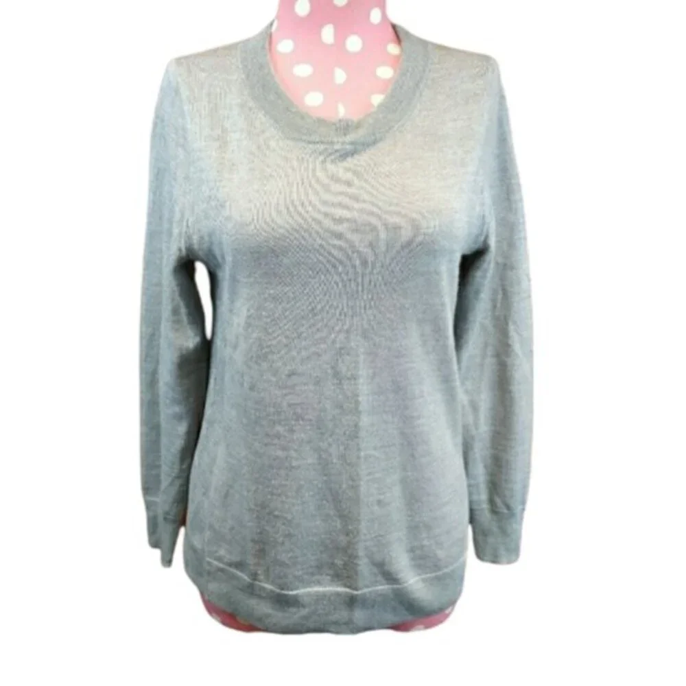JCrew Factory Gray Crew Neck Wool Blend Sweater SP